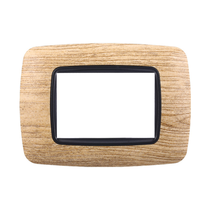 ETTROIT Placca Plastica Bombata Serie Space 3P Colore Legno Chiaro Compatibile Con Bticino Living Light