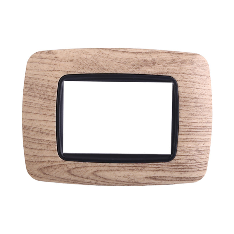 ETTROIT Placca Plastica Bombata Serie Space 3P Colore Legno Scuro Compatibile Con Bticino Living Light