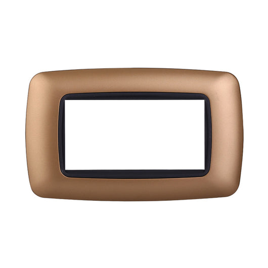 ETTROIT Placca Plastica Bombata Serie Space 4P Colore Oro Compatibile Con Bticino Living Light