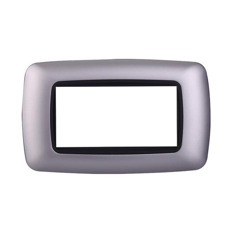 ETTROIT Placca Plastica Bombata Serie Space 4P Colore Silver Compatibile Con Bticino Living Light