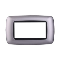 ETTROIT Placca Plastica Bombata Serie Space 4P Colore Silver Compatibile Con Bticino Living Light