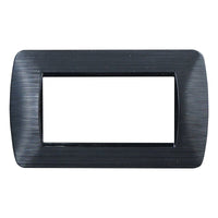 ETTROIT Placca Plastica Serie Space 4P Colore Nero Satinato Compatibile Con Bticino Living Light