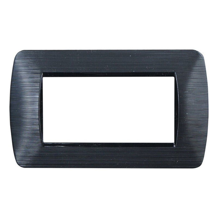 ETTROIT Placca Plastica Serie Space 4P Colore Nero Satinato Compatibile Con Bticino Living Light