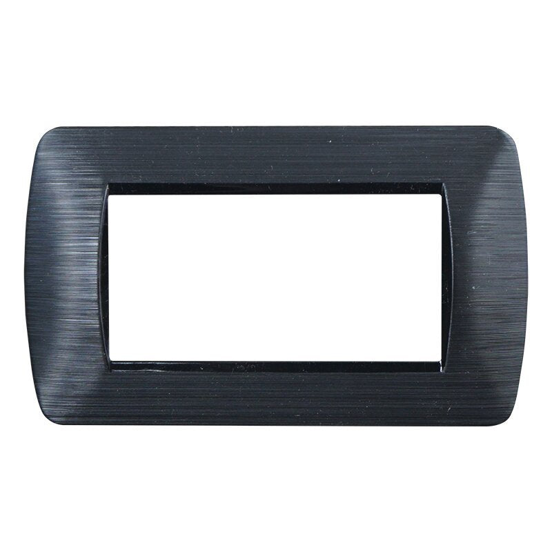 ETTROIT Placca Plastica Serie Space 4P Colore Nero Satinato Compatibile Con Bticino Living Light