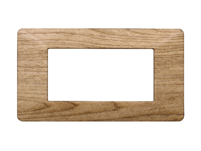 ETTROIT Placca Plastica Serie Starlight 4P Colore Legno Scuro Compatibile Con Vimar Plana