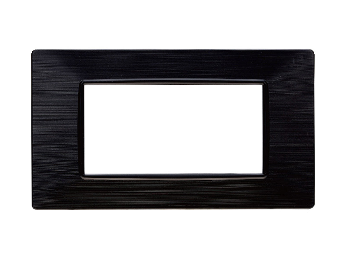 ETTROIT Placca Plastica Serie Starlight 4P Colore Nero Satinato Compatibile Con Vimar Plana