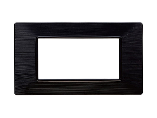 ETTROIT Placca Plastica Serie Starlight 4P Colore Nero Satinato Compatibile Con Vimar Plana