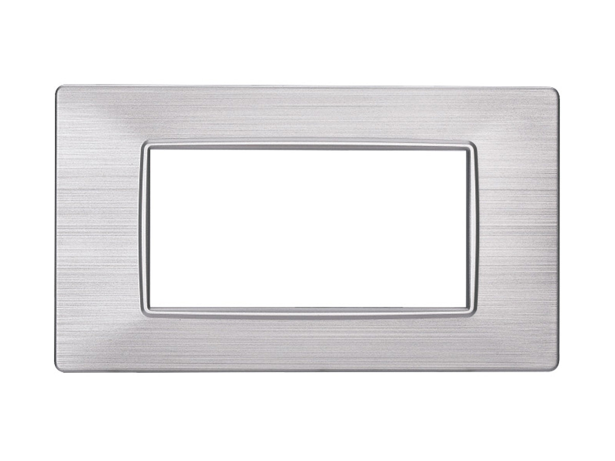 ETTROIT Placca Plastica Serie Starlight 4P Colore Silver Satinato Compatibile Con Vimar Plana