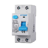 ETTROIT RCCB Interruttore Differenziale Puro Tipo A 1P+N 2M 6000A 30mA 25A AC 230V IP20 IEC61008-1