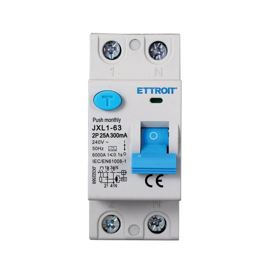 ETTROIT RCCB Interruttore Differenziale Puro Tipo A 1P+N 2M 6000A 300mA 25A AC 230V IP20 IEC61008-1