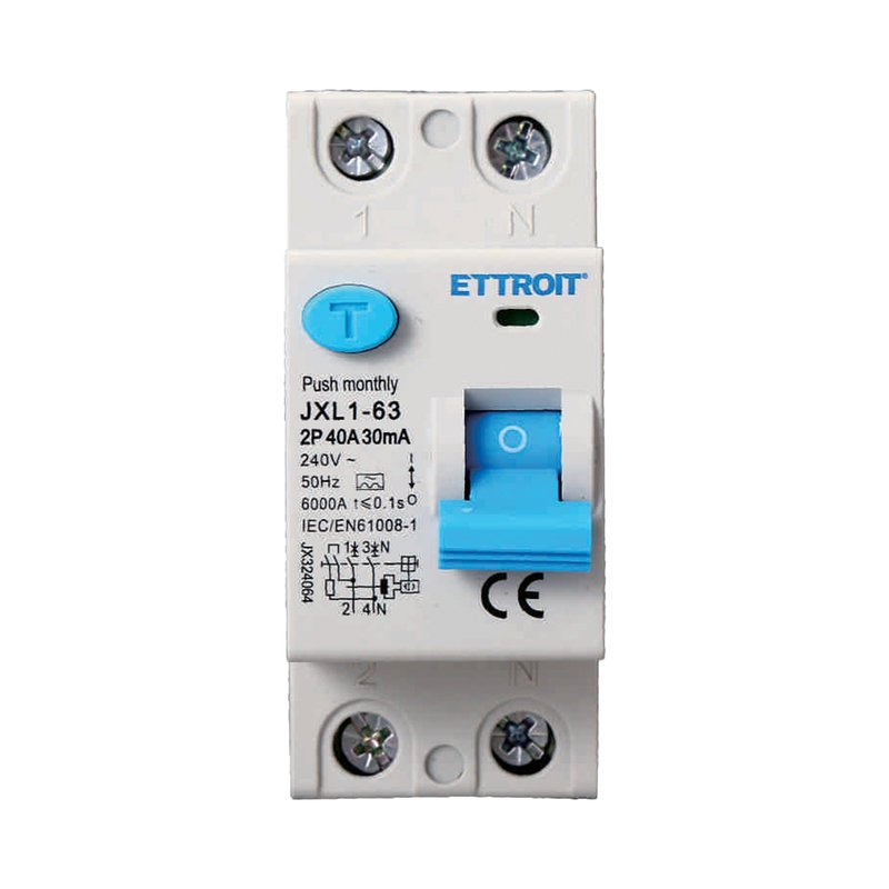 ETTROIT RCCB Interruttore Differenziale Puro Tipo A 1P+N 2M 6000A 30mA 40A AC 230V IP20 IEC61008-1