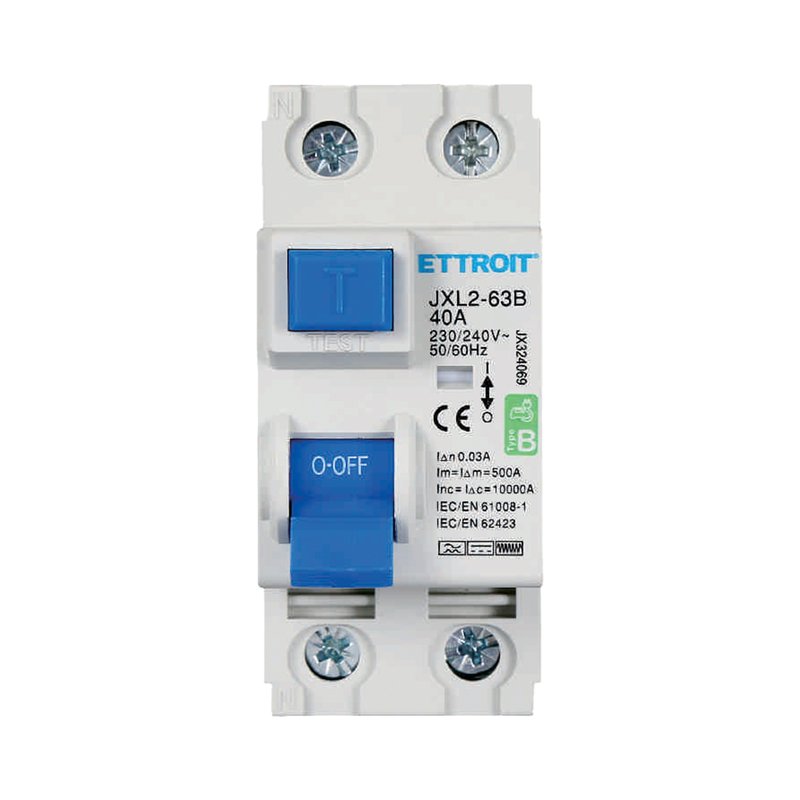 ETTROIT RCCB Interruttore Differenziale Puro Tipo B 1P+N 2M 10000A 30mA 40A AC 230V IP20 IEC61008-1 / IEC62423