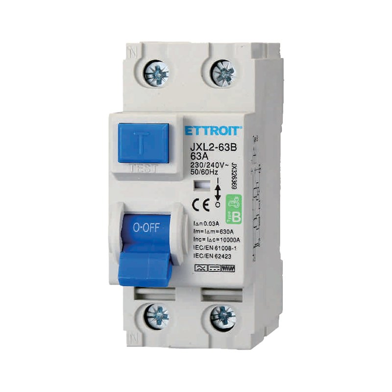 ETTROIT RCCB Interruttore Differenziale Puro Tipo B 1P+N 2M 10000A 30mA 63A AC 230V IP20 IEC61008-1 / IEC62423