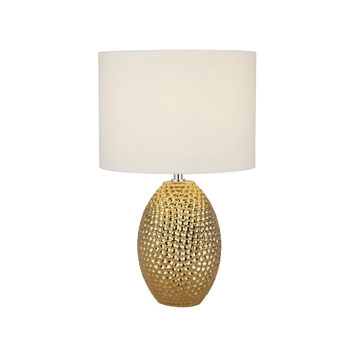 Lampada Scrivania Contemporanea Nadine Porcellana Oro Tessuto Bianco 1 Luce E27