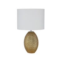 Lampada Scrivania Contemporanea Nadine Porcellana Oro Tessuto Bianco 1 Luce E27