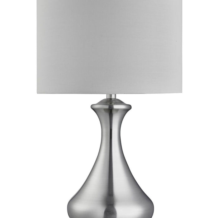 Lampada Scrivania Contemporanea Tocco Acciaio Argento Tessuto Bianco 1 Luce E14