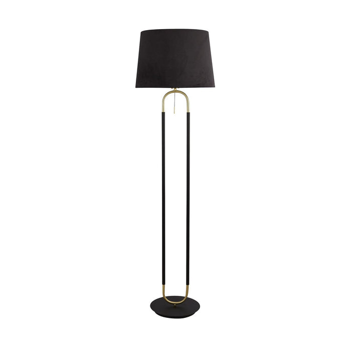 Piantana Contemporaneo Jazz Acciaio Nero Tessuto Ottone 1 Luce E27