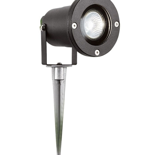 Paletto Da Esterno Moderno Spikey Alluminio Nero Vetro 1 Luce Gu10