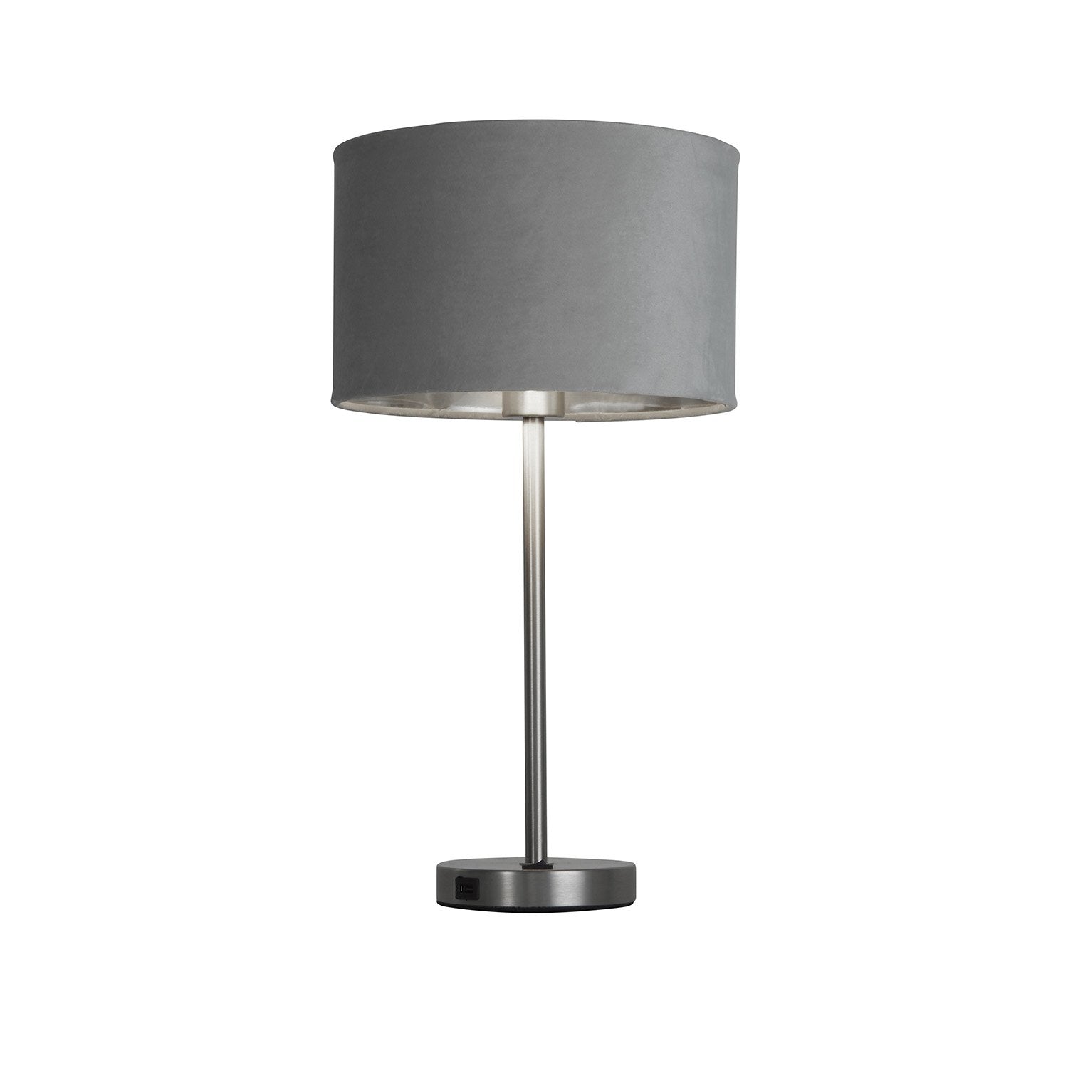 Lampada Scrivania Finlandese Metallo Nichel Velluto Grigio Usb 1 Luce E27