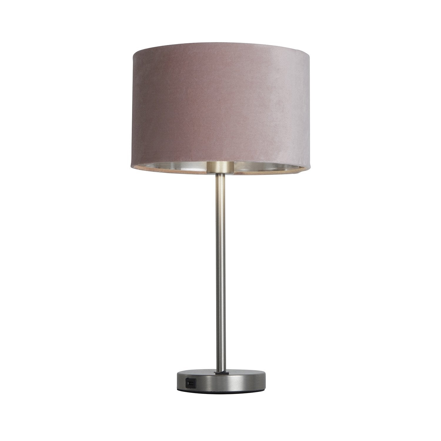 Lampada Scrivania Finlandese Metallo Nichel Velluto Rosa Usb 1 Luce E27