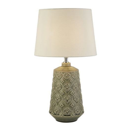 Lampada Scrivania Contemporanea Egitto Ceramica Grigio Tessuto Bianco 1 Luce E27