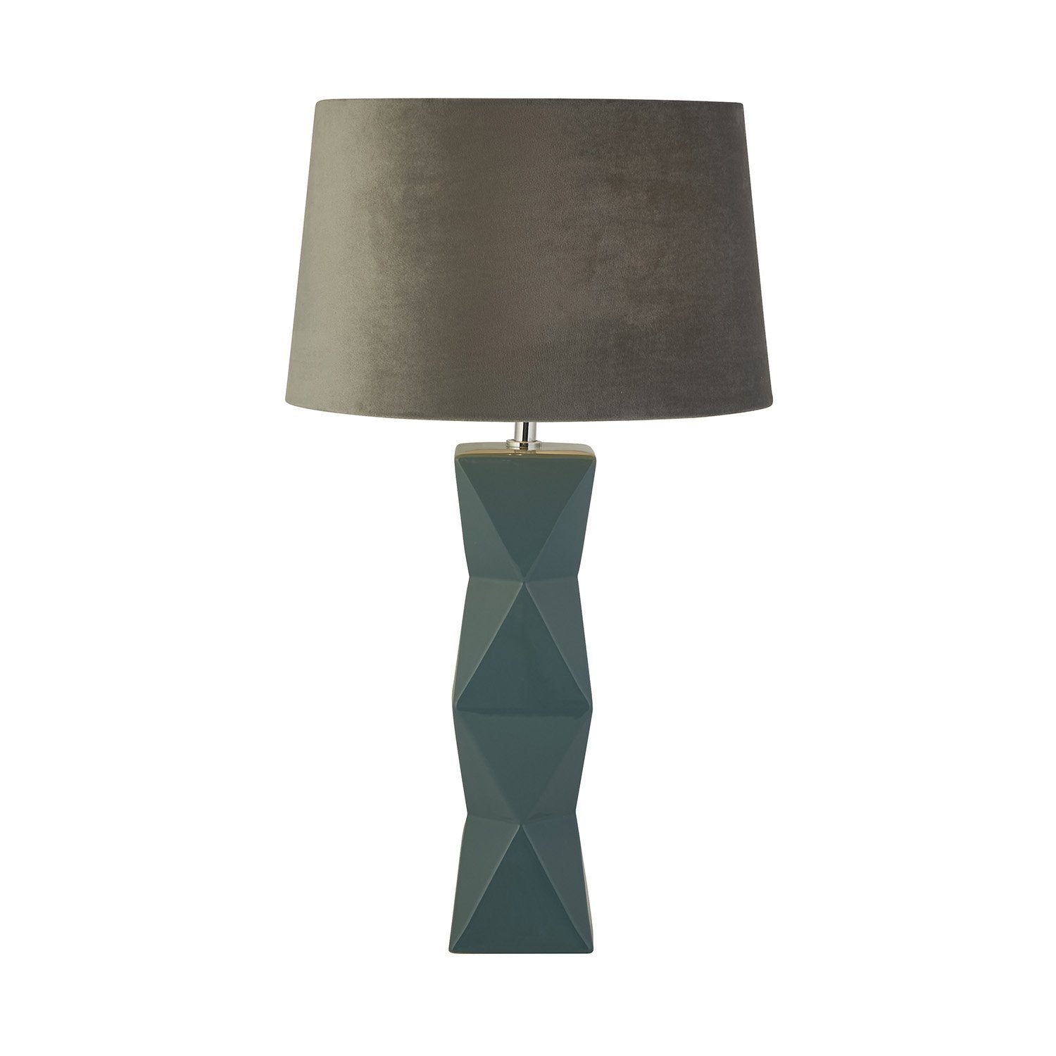 Lampada Da Scrivania Chatham Ceramica Blu Tessuto Grigio 1 Luce E27