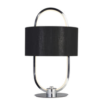 Lampada Scrivania Contemporanea Madrid Acciaio Cromo Tessuto Nero Led 10W 3000K