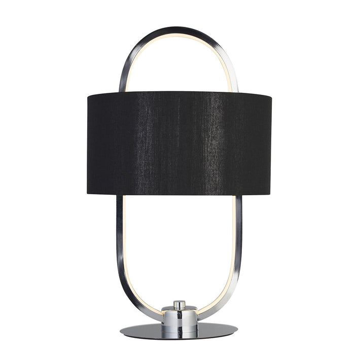 Lampada Scrivania Contemporanea Madrid Acciaio Cromo Tessuto Nero Led 10W 3000K