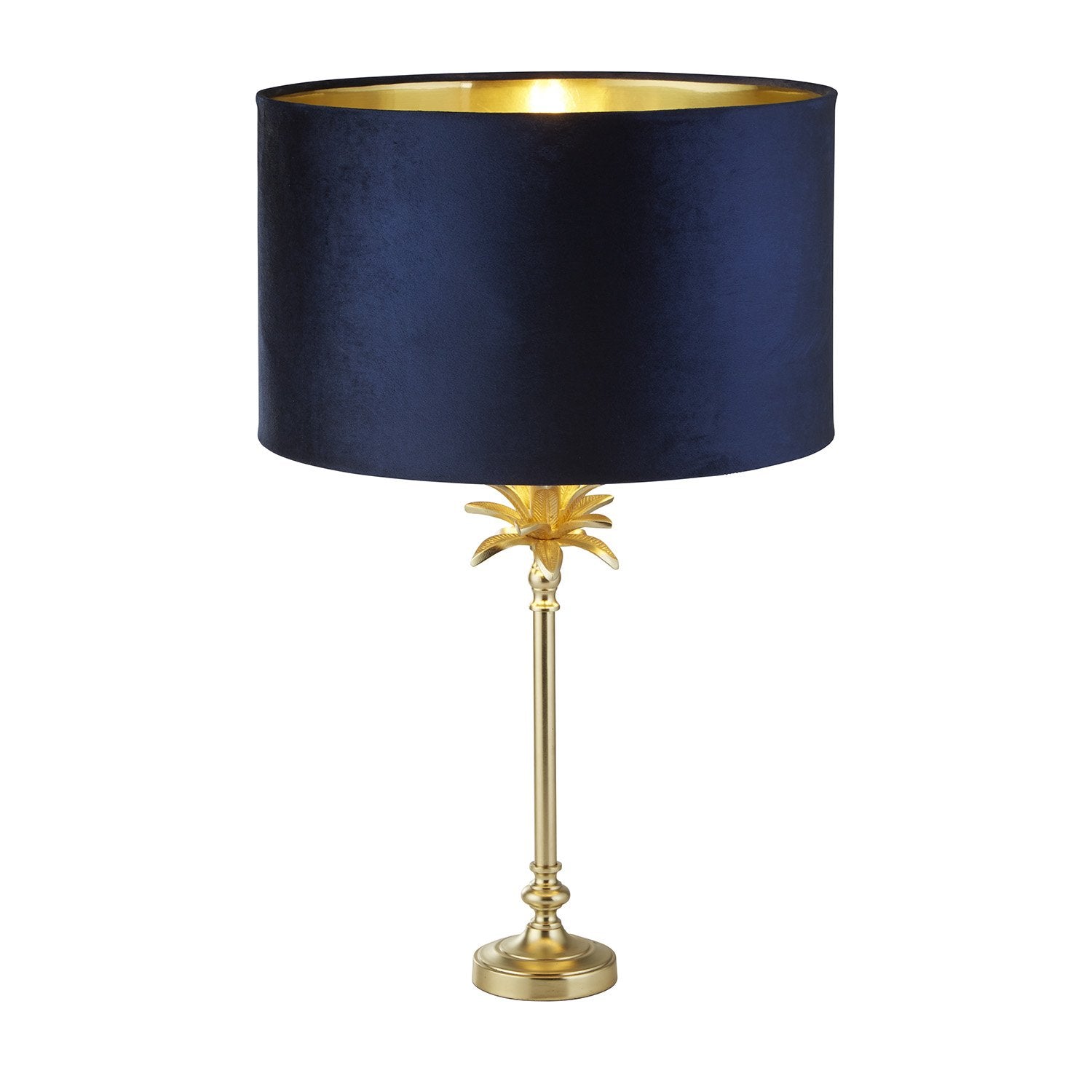 Lampada Da Scrivania Contemporanea Palma Ottone Velluto Blu 1 Luce E27