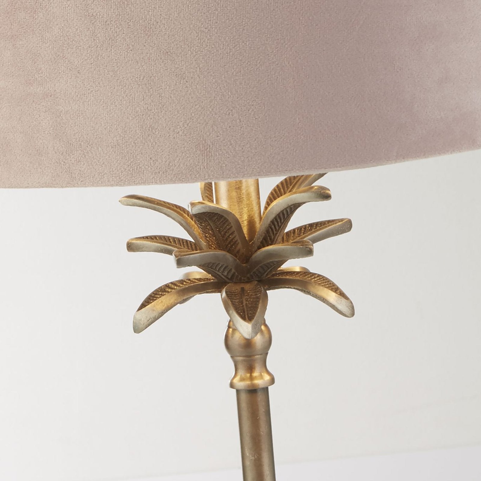 Lampada Da Scrivania Contemporanea Palma Ottone Velluto Rosa 1 Luce E27