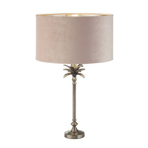 Lampada Da Scrivania Contemporanea Palma Ottone Velluto Rosa 1 Luce E27