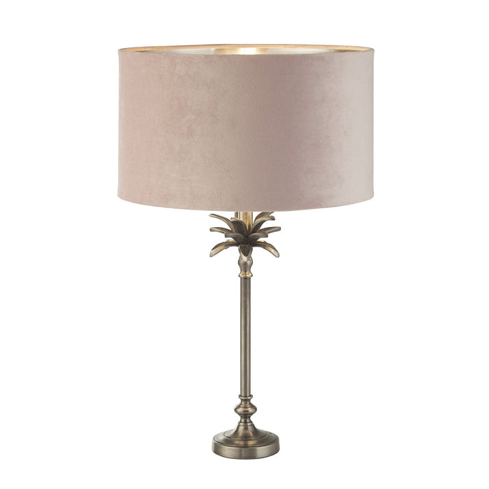 Lampada Da Scrivania Contemporanea Palma Ottone Velluto Rosa 1 Luce E27