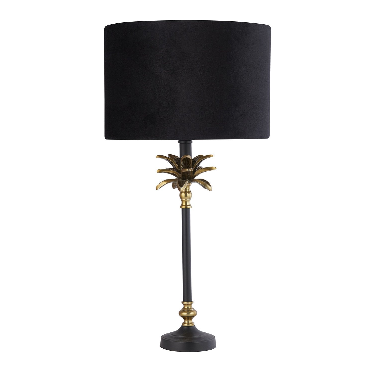 Lampada Da Scrivania Contemporanea Palma Ottone Velluto Nero 1 Luce E27