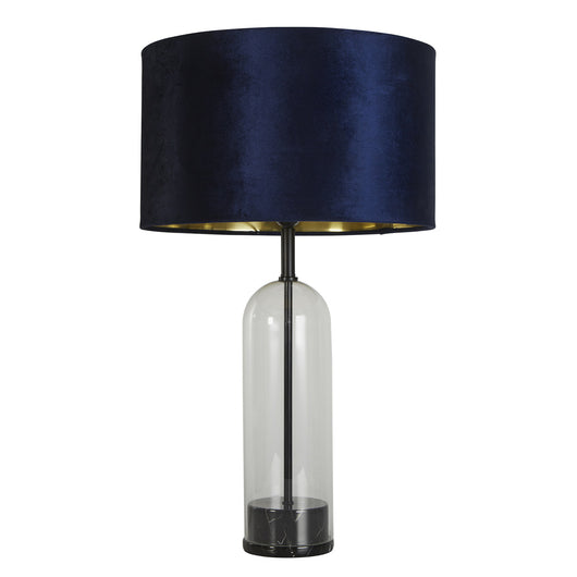 Lampada Scrivania Oxford Acciaio Ottone Tessuto Blu Scuro 1 Luce E27