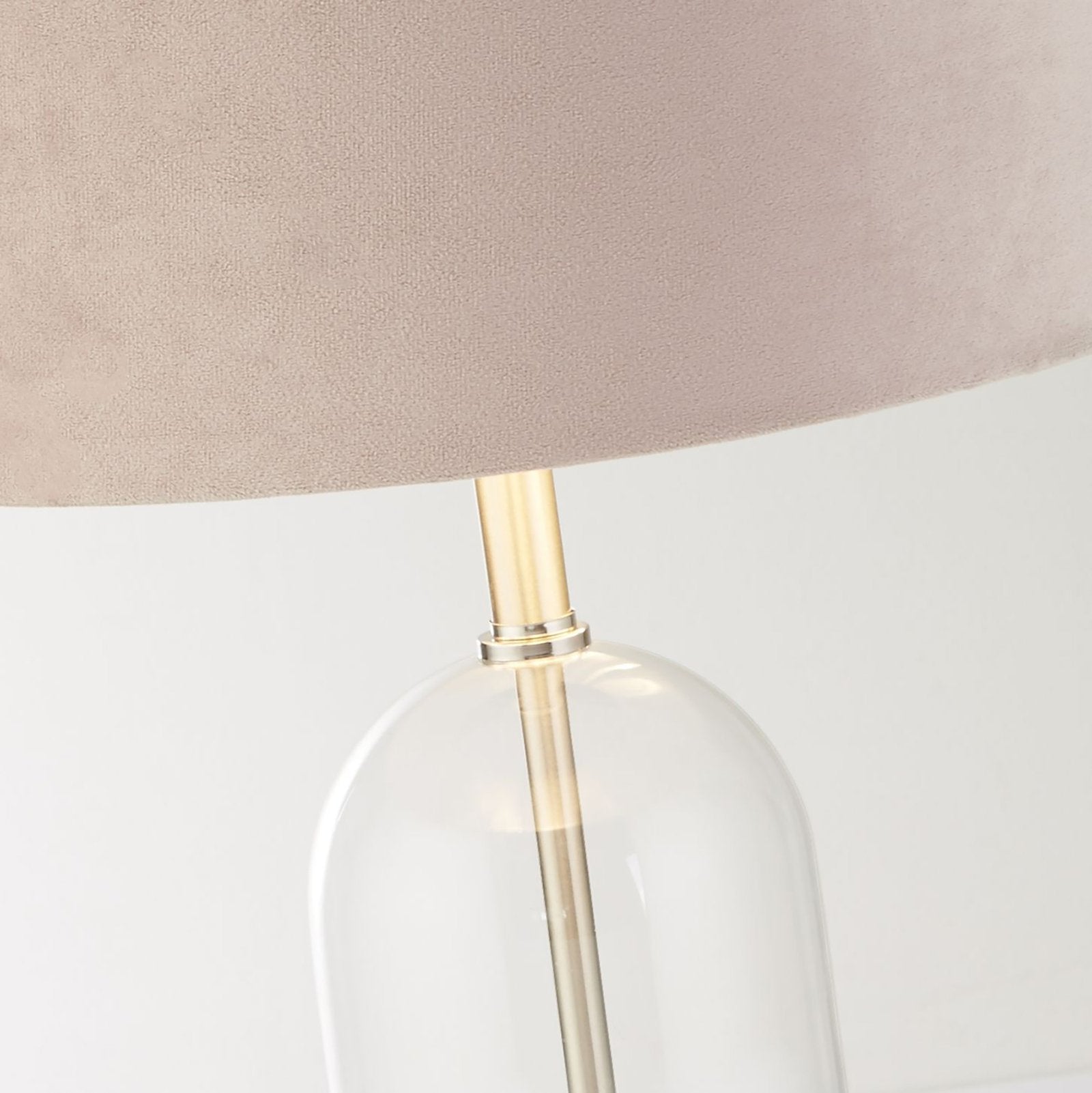 Lampada Da Scrivania Contemporanea Oxford Acciaio Ottone Velluto Rosa 1 Luce E27