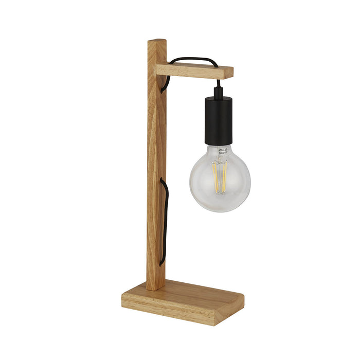 Lampada Da Scrivania Nordico Tribeca Acciaio Marrone Legno Nero 1 Luce E27