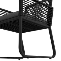 Set Tavolino e 2 Poltroncine con Cuscini da Giardino in Rattan PE Acciaio e Poliestere Nero