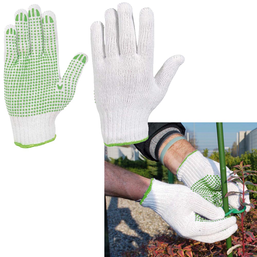 Guanti da giardino multiuso in cotone palmo puntinato in pvc misura m