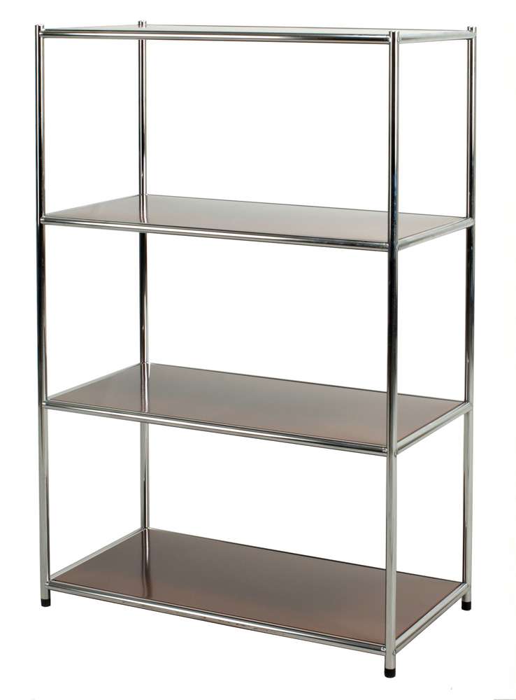 Easy scaffale metallico libreria cromata con 4 ripiani marroni  40x80x120  cucina bagno garage cabina armadio