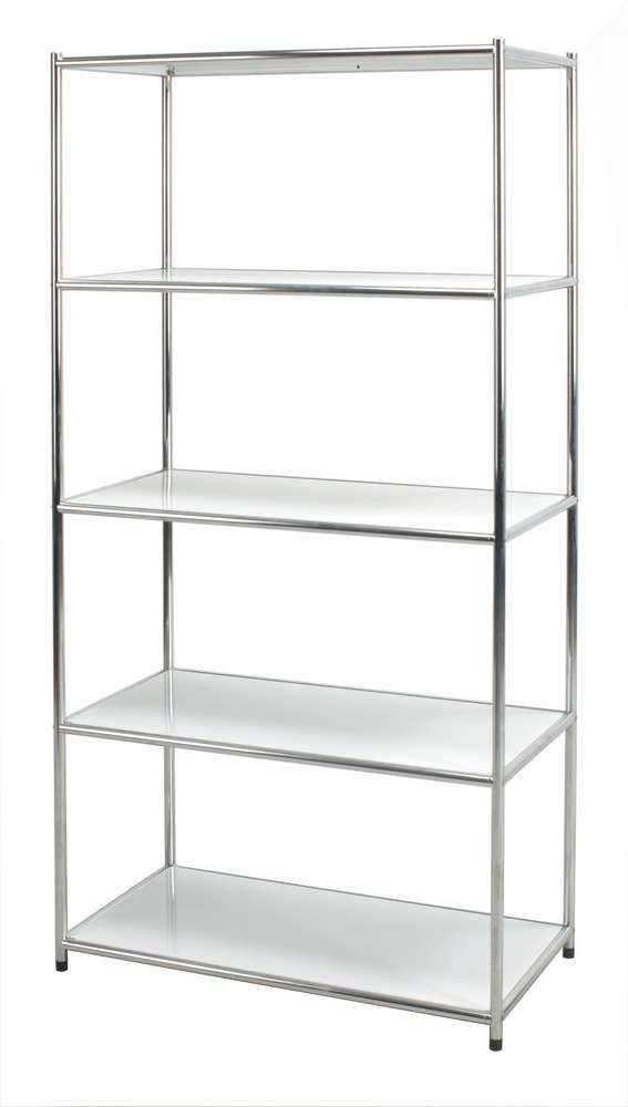 Easy scaffale metallico libreria cromata con 5 ripiani bianchi  40x80x160  cucina bagno garage cabina armadio