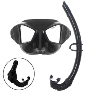 Set mantis maschera da apnea bioculare abysstar in silicone nero vetro temperato