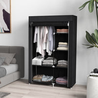 Armadio in Tessuto Portatile 103x43x162,5 cm Appendiabiti e 6 Ripiani Nero