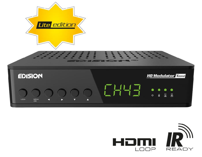 Edision HDMI MODULATORE Xtend lite, monocanale da HDMI a DVB-T MPEG4 FULL HIGH DEFINITION, con INGRESSO RF-in, HDMI-loop