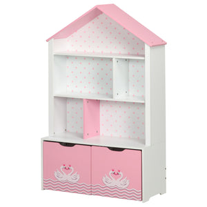 Scaffale Portagiochi per Bambini 78,5x34x127,5 cm con Ripiani Aperti e Cassetti Rosa