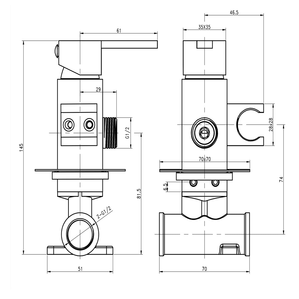 Kit idroscopino acqua calda e fredda con shut-off azionamento a leva ottone *** finitura- nero quadro, confezione 1