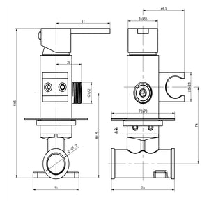 Kit idroscopino acqua calda e fredda con shut-off azionamento a leva ottone *** finitura- nero quadro, confezione 1