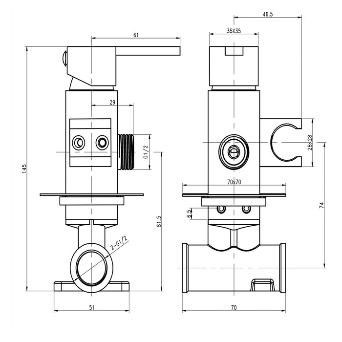 Kit idroscopino acqua calda e fredda con shut-off azionamento a leva ottone *** finitura- nero quadro, confezione 1