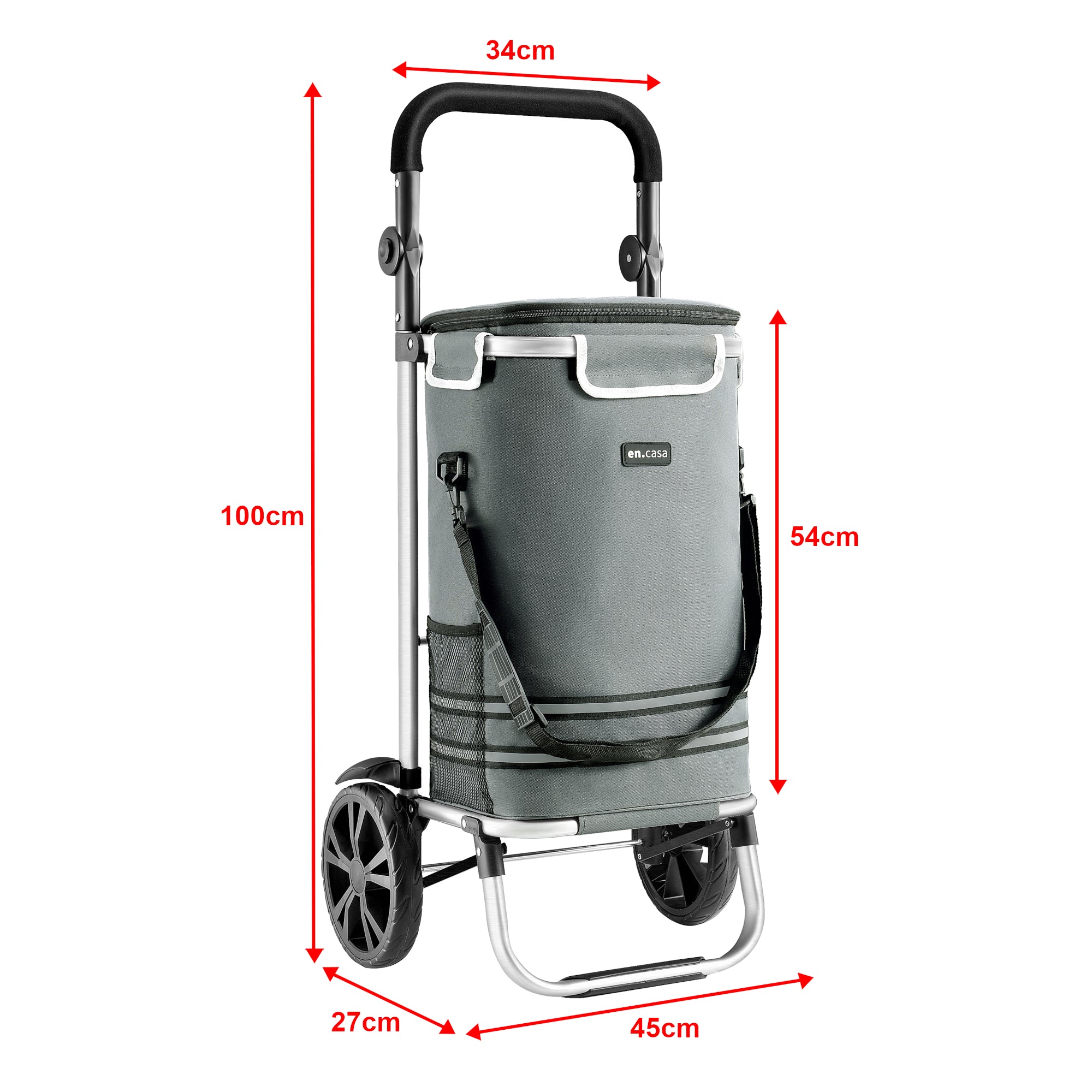 Trolley Portaspesa 'Namborn' con Capacità¡ fino a 41 L / 20 kg - Pieghevole - Grigio Scuro [en.casa]