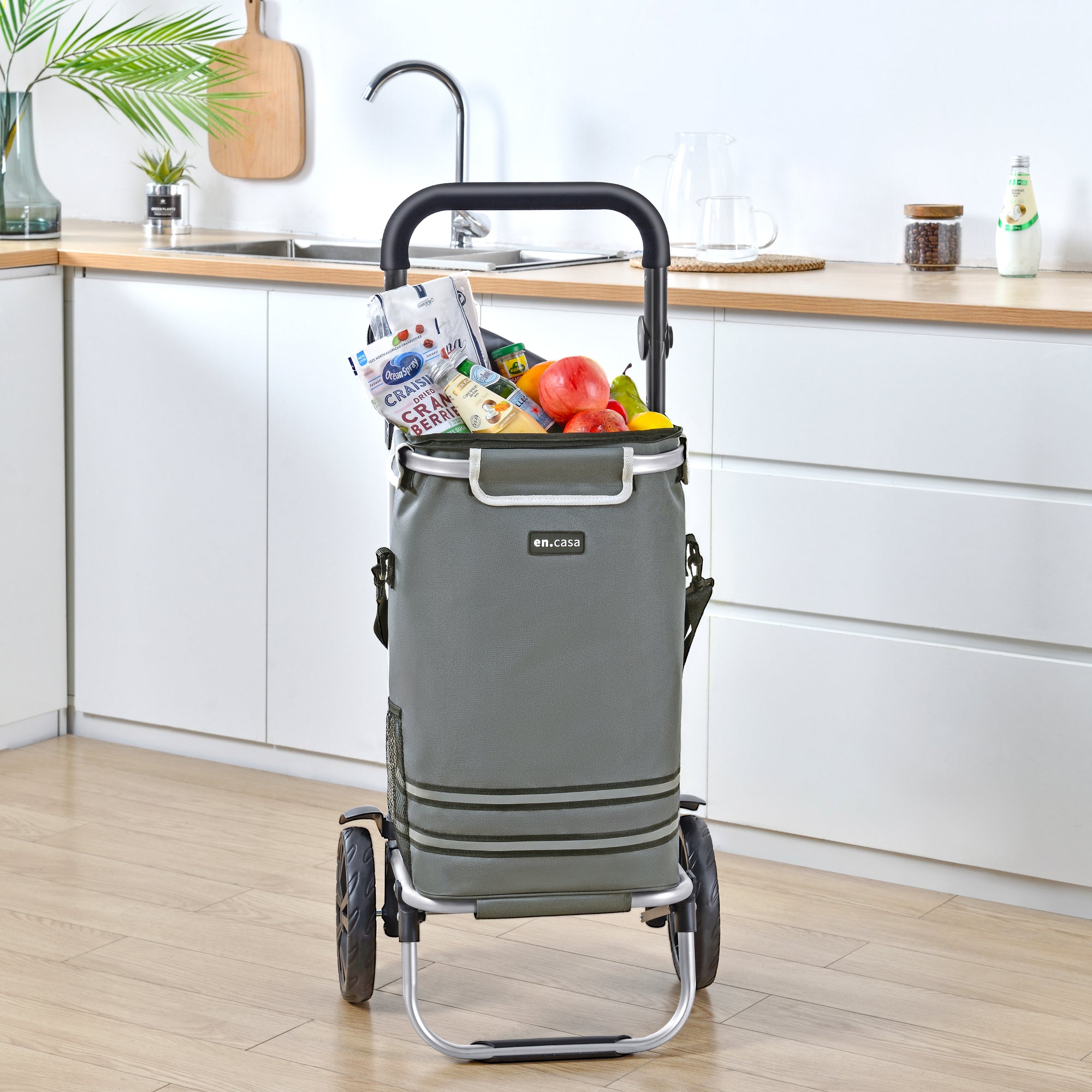 Trolley Portaspesa 'Namborn' con Capacità¡ fino a 41 L / 20 kg - Pieghevole - Grigio Scuro [en.casa]