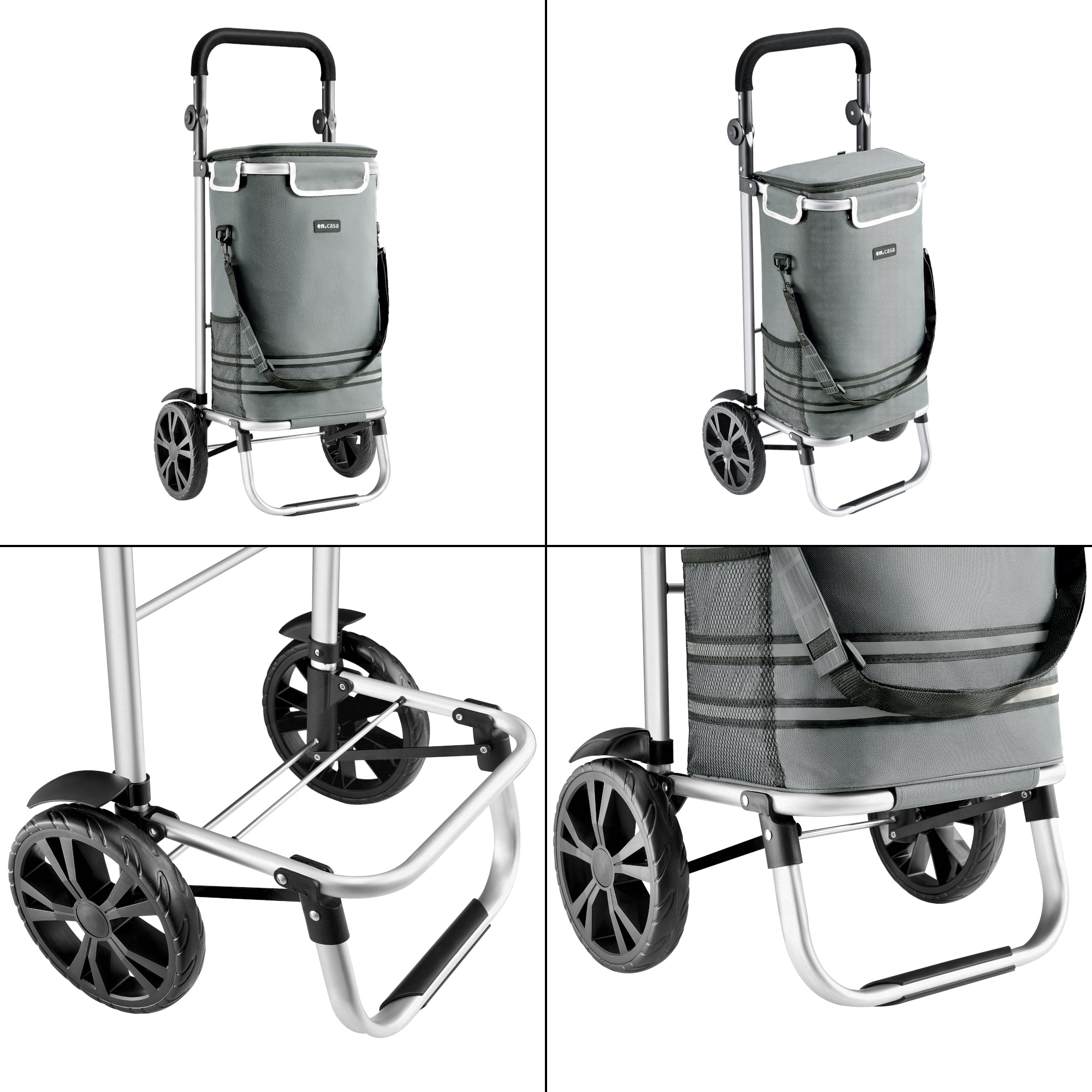 Trolley Portaspesa 'Namborn' con Capacità¡ fino a 41 L / 20 kg - Pieghevole - Grigio Scuro [en.casa]